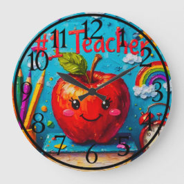 #1先生評価イラストレーション ラージ壁時計