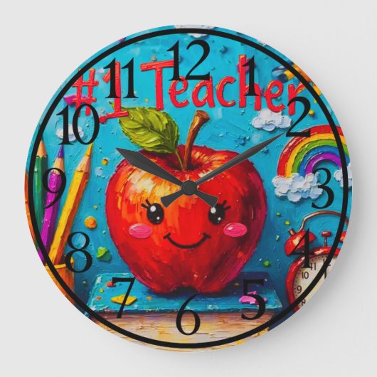 #1先生評価イラストレーション ラージ壁時計 (正面)