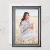 1写真おめでとうございます黒板グレー卒業 招待状 (裏面)