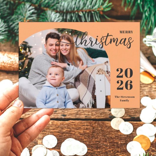 1写真クリスマスアーチミニマルモダンリストオレンジ シーズンカード