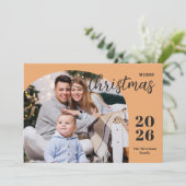 1写真クリスマスアーチミニマルモダンリストオレンジ シーズンカード (スタンド正面)