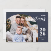 1写真クリスマスアーチミニマルモダンリストブルー シーズンカード (正面)