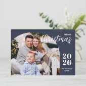 1写真クリスマスアーチミニマルモダンリストブルー シーズンカード (スタンド正面)