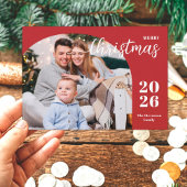 1写真クリスマスアーチミニマルモダンリストレッド シーズンカード