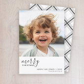 1写真メリーミニマルクリスマス – 白黒 シーズンカード