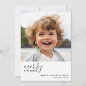 1写真メリーミニマルクリスマス – 白黒 シーズンカード (正面)