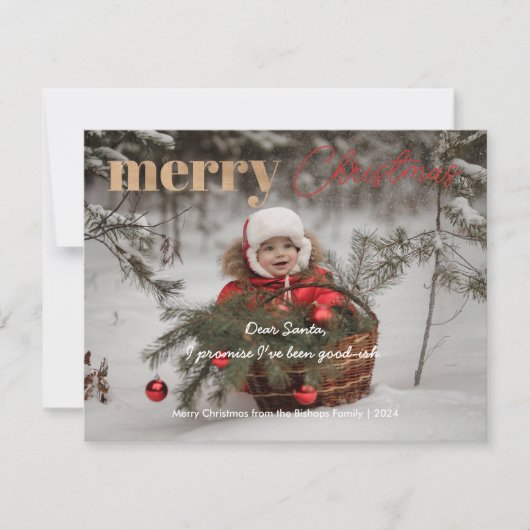 1写真メリーモダンクリスマス親愛サンタGood-ish シーズンカード (正面)
