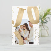 1写真モダンメリークリスマスジョイアーチ金ゴールド シーズンカード (スタンド正面)