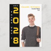 1写真モダン金ゴールドブラック卒業ありがとう ポストカード (正面)