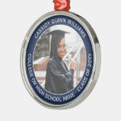 1写真卒業エレガントネイビーモダンルホワイト メタルオーナメント (左)