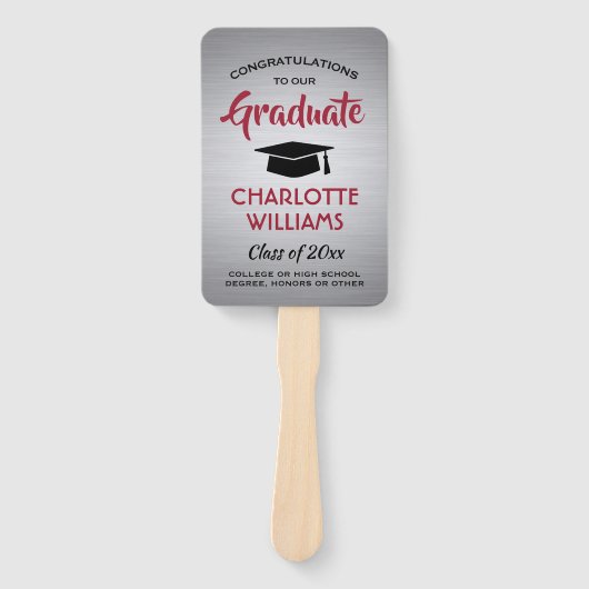 1写真卒業エレガントブラシ付きグレー赤黒 ハンドファン (正面)