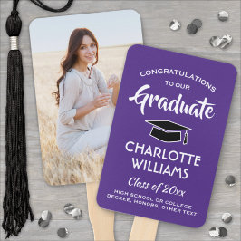 1写真卒業エレガント紫モダンと白 ハンドファン