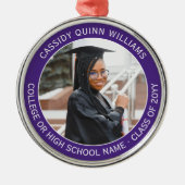 1写真卒業エレガント紫モダンと白 メタルオーナメント (正面)