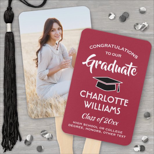 1写真卒業エレガント赤と黒 ハンドファン