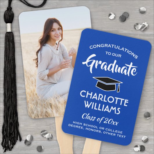 1写真卒業エレガント青王室のと白 ハンドファン