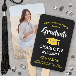 1写真卒業エレガント黒金ゴールド黄 ハンドファン