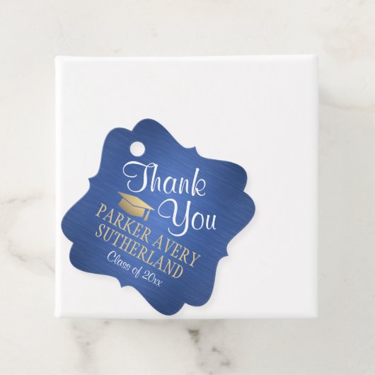 1写真卒業サンキューブルー金ゴールド白ファンシー フェイバータグ (インサイチュ)