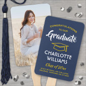 1写真卒業ネイビーエレガントブルー金ゴールドイエロー ハンドファン