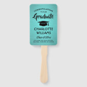 1写真卒業ブラシ付きエレガントティール(緑がかった色)ブルーブラック ハンドファン (正面)