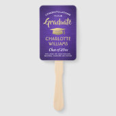 1写真卒業ブラシ付き紫金ゴールドと白 ハンドファン (正面)