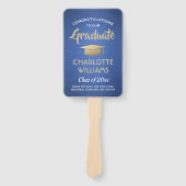 1写真卒業ブラッエレガントシュブルー金ゴールドホワイト ハンドファン (正面)