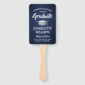 1写真卒業ブラッシュドネイビーブルーホワイトシルバー ハンドファン (正面)