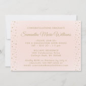 1写真卒業モダン赤面ピンク金ゴールドグリッター 招待状 (裏面)