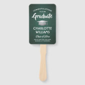 1写真卒業式つや消しダークグリーン白シルバー ハンドファン (正面)