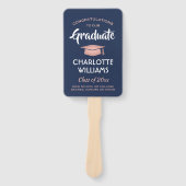 1写真卒業式ネイビーブルーとピンクのローズ金ゴールド ハンドファン (正面)