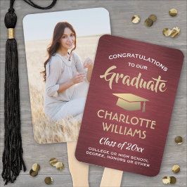 1写真卒業式ブラシブルゴーニュ赤金ゴールド白 ハンドファン