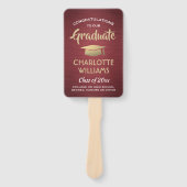 1写真卒業式ブラシブルゴーニュ赤金ゴールド白 ハンドファン (正面)