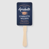 1写真卒業式ブラッシュドネイビーブルーホワイト銅 ハンドファン (正面)