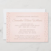 1写真卒業赤面ピンク&バラ金ゴールドグリッター 招待状 (裏面)