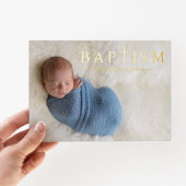 1写真宗教十字青ボーイバプテスマ金ゴールド 箔招待状
