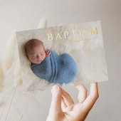 1写真宗教十字青ボーイバプテスマ金ゴールド 箔招待状