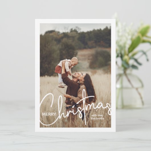 1写真手書きスクリプトメリークリスマス シーズンカード (スタンド正面)