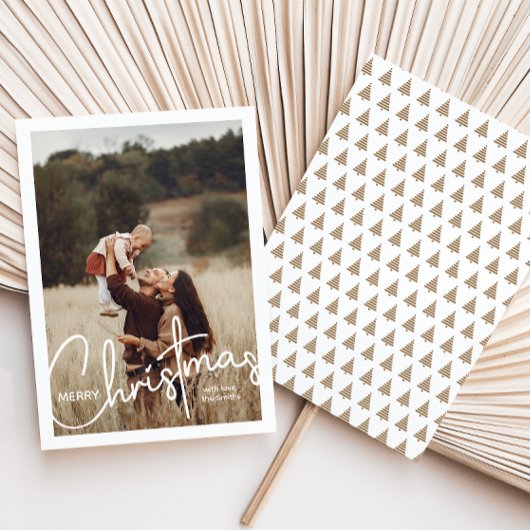 1写真手書きスクリプトメリークリスマス シーズンカード