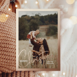 1写真手書きスクリプトメリークリスマス 箔シーズンカード