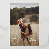 1写真手書きスクリプトメリークリスマス 箔シーズンカード (正面)