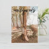 1写真新婚夫婦ポスト結婚披露宴 – 黒 招待状 (スタンド正面)