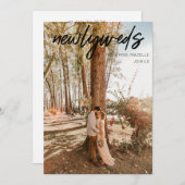 1写真新婚夫婦ポスト結婚披露宴 – 黒 招待状 (正面/裏面)