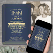 1写真記念日サプライズパーティーネイビーブルー金ゴールド