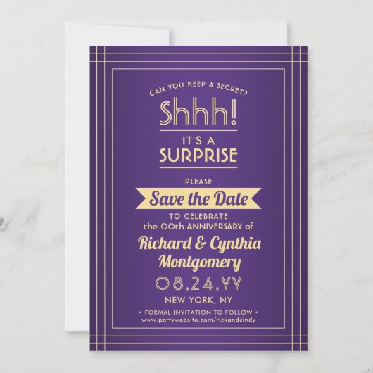 1写真記念日サプライズパーティー紫と金ゴールド セーブザデート (正面)