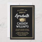 1写真黒エレガント金ゴールド白モダン卒業 案内状 (正面)