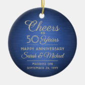 1写真ANYアニバーサリー応援ブラッシュブルー&金ゴールド セラミックオーナメント (正面)