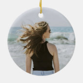 1写真ANY誕生日ブラシ付きブルゴーニュ&金ゴールドラウンド セラミックオーナメント (裏面)