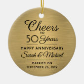 1写真ANY Anniversary応援ブラシ付きフェイク金ゴールド セラミックオーナメント (正面)