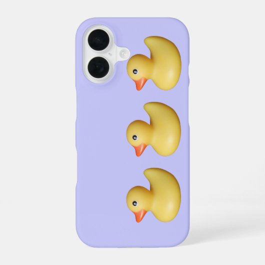 1列に3羽の黄色いアヒル iPhone 16ケース (裏面)