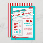 1匹のカーニバルの誕生日のパーティの招待状を是認して下さい 招待状 (正面/裏面)