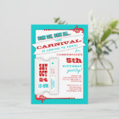 1匹のカーニバルの誕生日のパーティの招待状を是認して下さい 招待状 (スタンド正面)